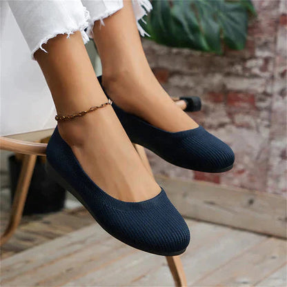 Ladies Slip-On Shoes with Wide Toe Box and Round Toe