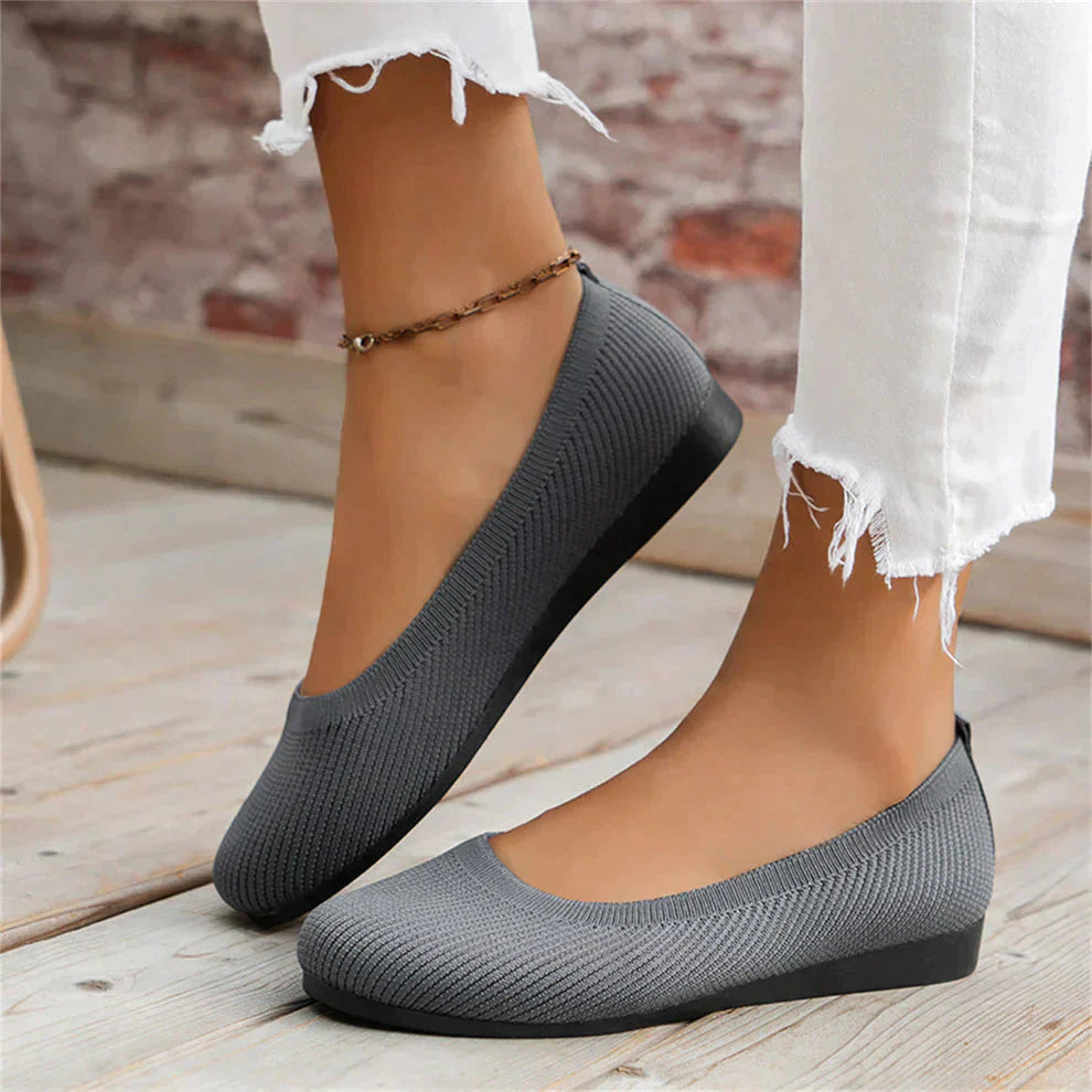 Ladies Slip-On Shoes with Wide Toe Box and Round Toe