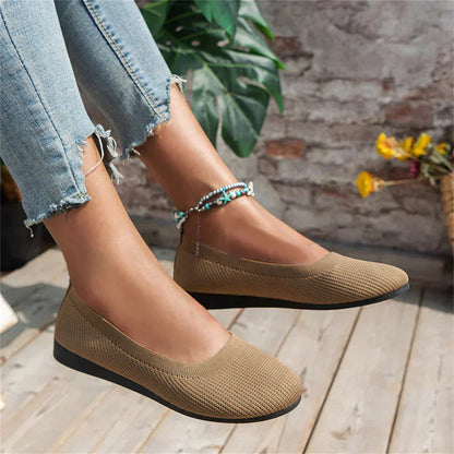 Ladies Slip-On Shoes with Wide Toe Box and Round Toe