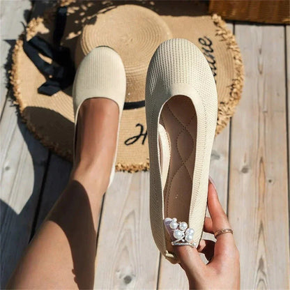 Ladies Slip-On Shoes with Wide Toe Box and Round Toe