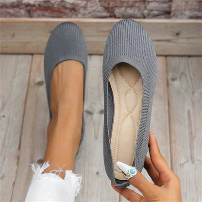 Ladies Slip-On Shoes with Wide Toe Box and Round Toe