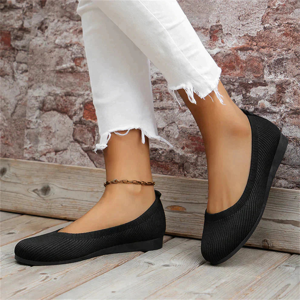 Ladies Slip-On Shoes with Wide Toe Box and Round Toe