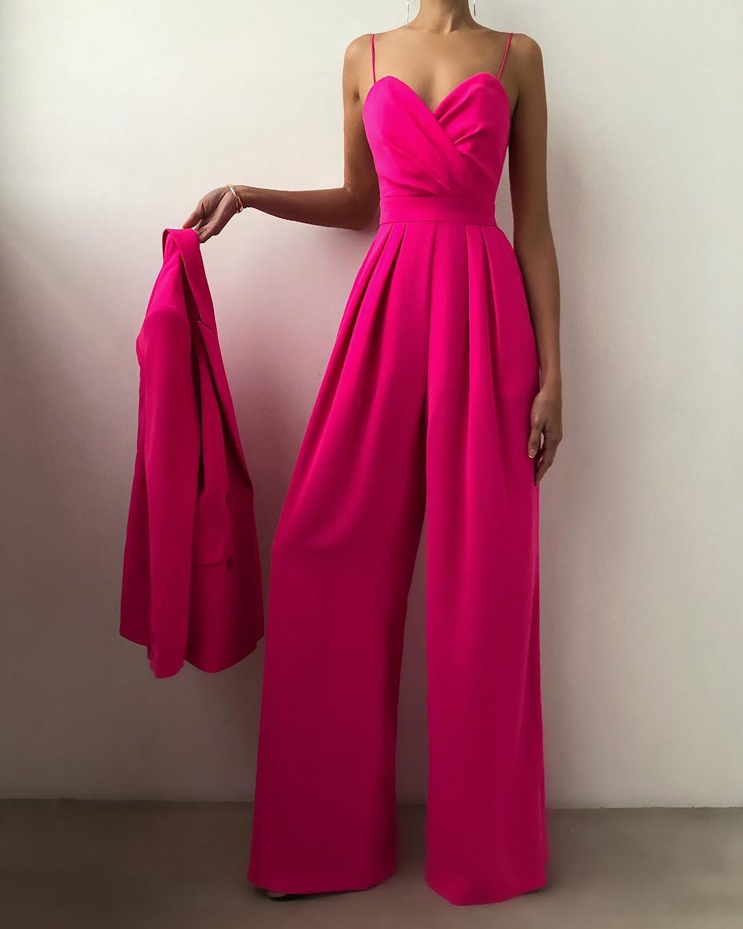 Ladies' Sleeveless Jumpsuit with Spaghetti Straps and Wide Legs