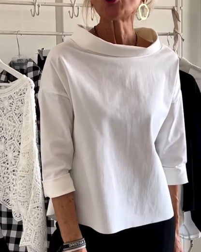 Ladies' Top with Waterfall Neckline and Three-Quarter Sleeves