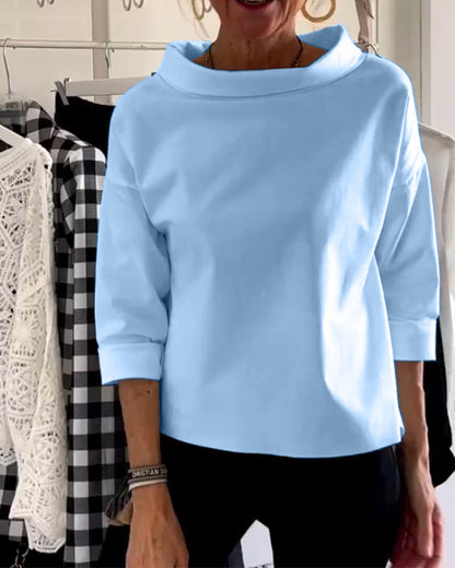 Ladies' Top with Waterfall Neckline and Three-Quarter Sleeves