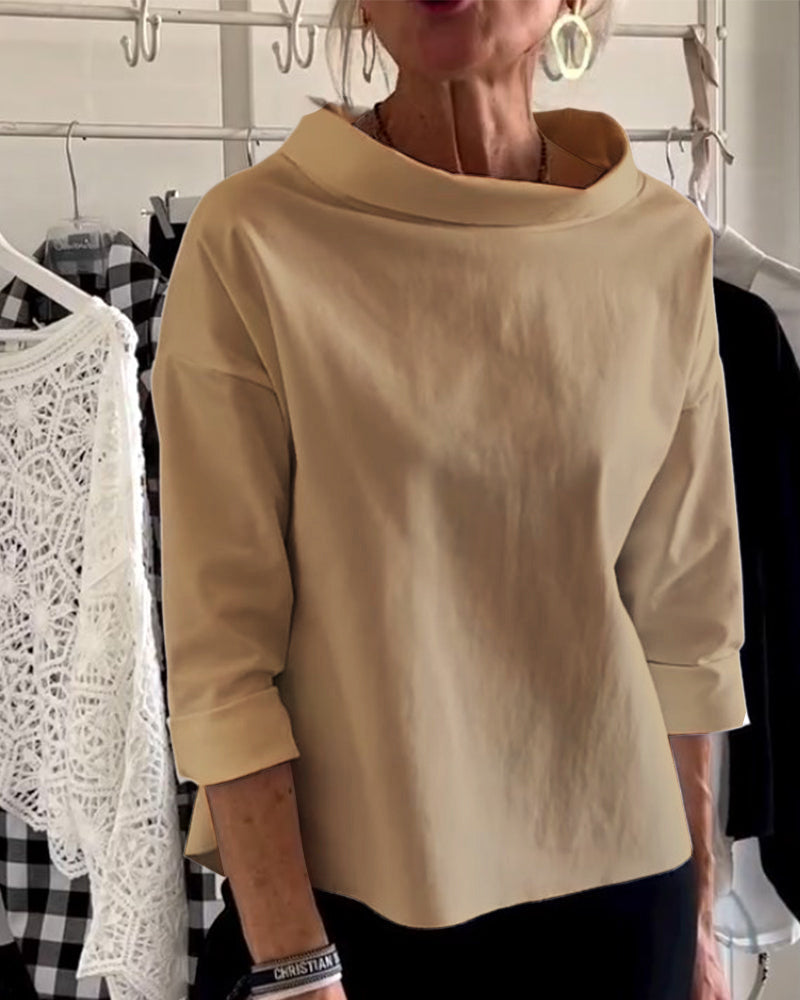 Ladies' Top with Waterfall Neckline and Three-Quarter Sleeves