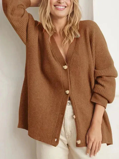 Ladies' Cardigan with V-Neck and Button Closure