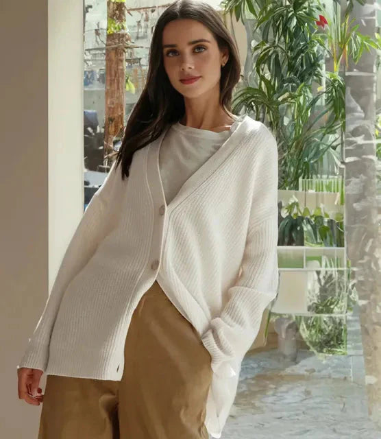 Ladies' Cardigan with V-Neck and Button Closure