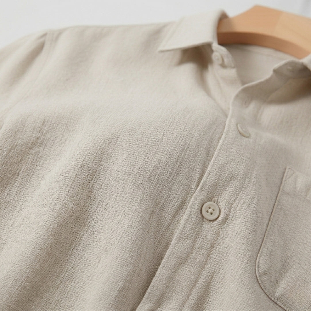 Men's Short Sleeve Linen Shirt - Lightweight Summer Casual Top