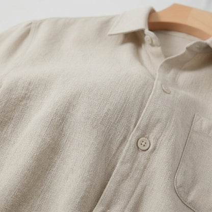 Men's Short Sleeve Linen Shirt - Lightweight Summer Casual Top