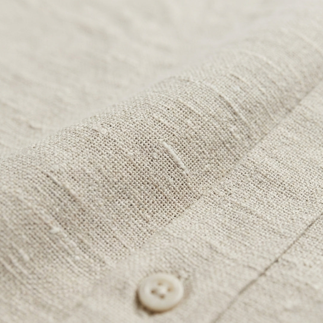 Men's Short Sleeve Linen Shirt - Lightweight Summer Casual Top