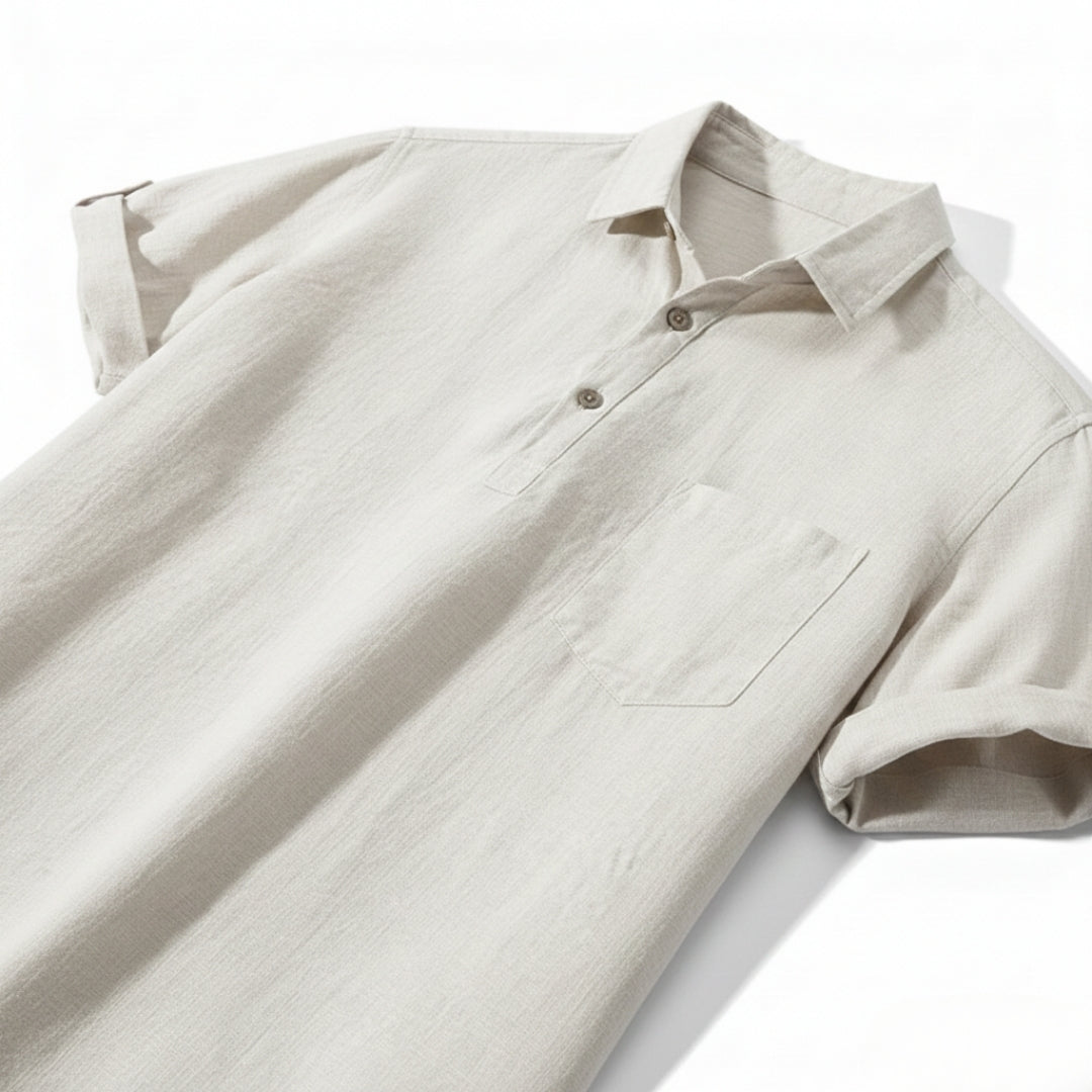 Men's Linen Polo Shirt - Lightweight and Breathable Casual Wear