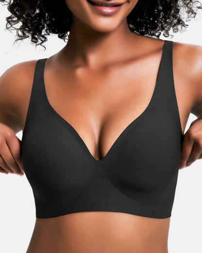 Seamless Deep V Push-Up Bra - Wireless Comfort and Support