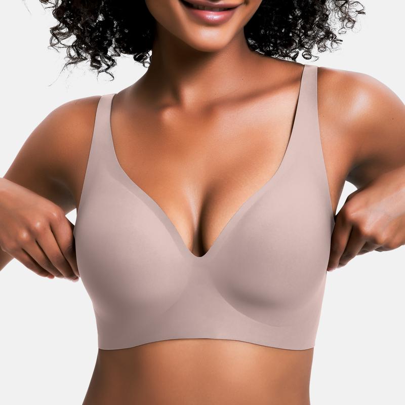Seamless Deep V Push-Up Bra - Wireless Comfort and Support