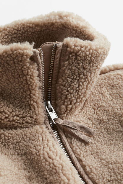 Cozy Women's Oversized Fleece Jacket with Zipper Closure and High Collar for Ultimate Warmth