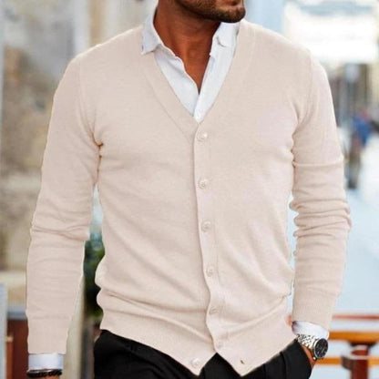Men's Slim Fit Cardigan with Buttons and V-neck