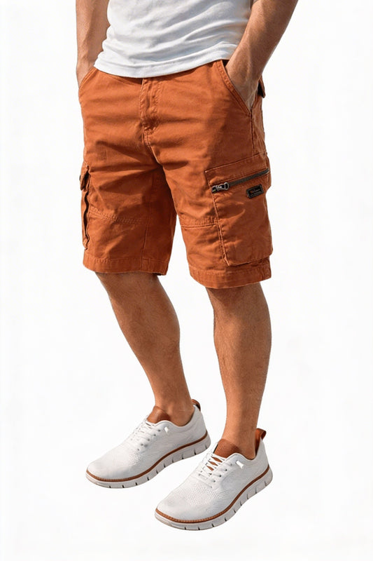 Men's Cargo Shorts with Cargo Pockets and Adjustable Hem