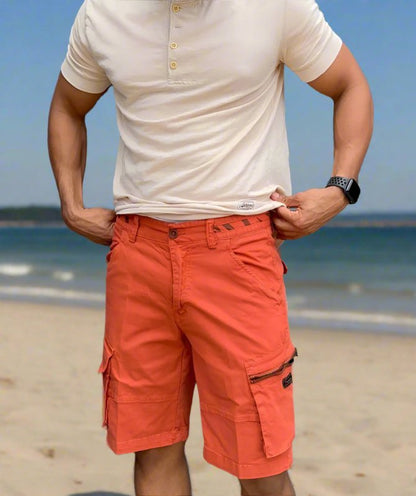 Men's Cargo Shorts with Cargo Pockets and Adjustable Hem
