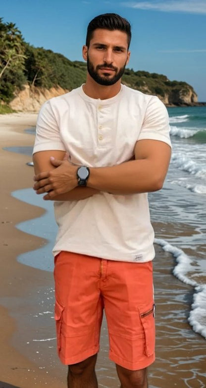 Men's Cargo Shorts with Cargo Pockets and Adjustable Hem