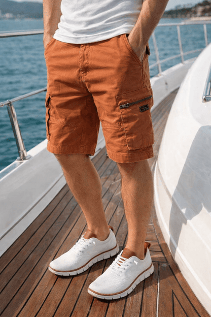 Men's Cargo Shorts with Cargo Pockets and Adjustable Hem