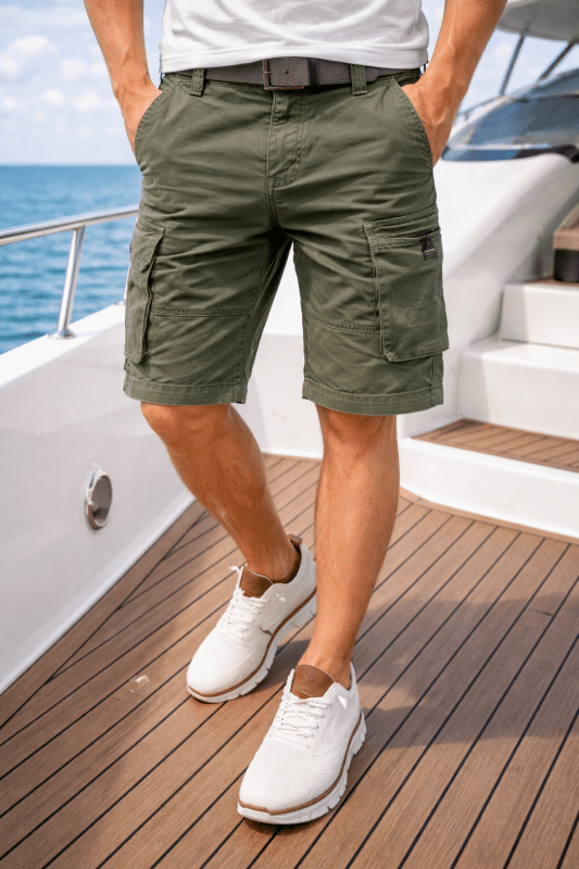 Men's Cargo Shorts with Cargo Pockets and Adjustable Hem