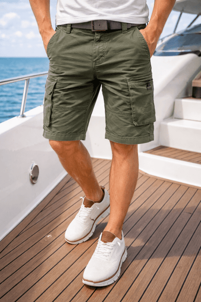 Men's Cargo Shorts with Cargo Pockets and Adjustable Hem