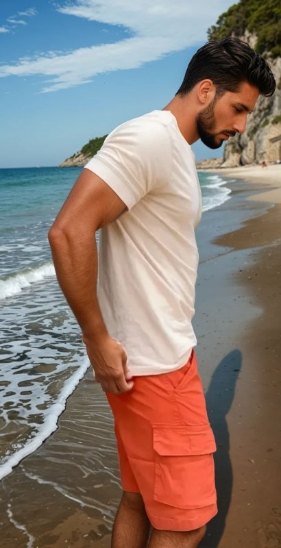 Men's Cargo Shorts with Cargo Pockets and Adjustable Hem
