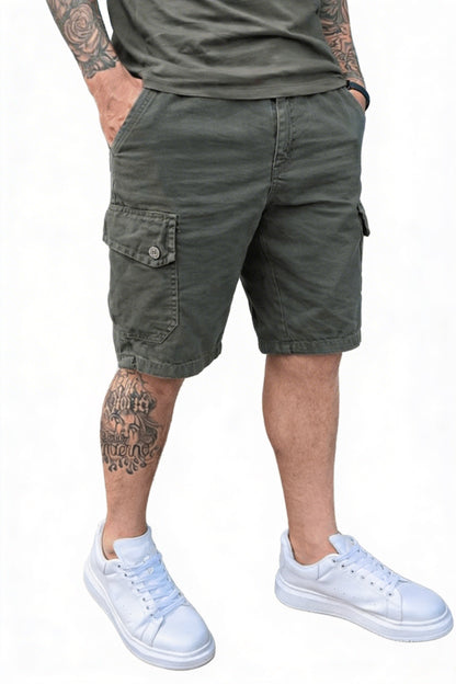 Men's Cargo Shorts with Side Pockets and Adjustable Hem