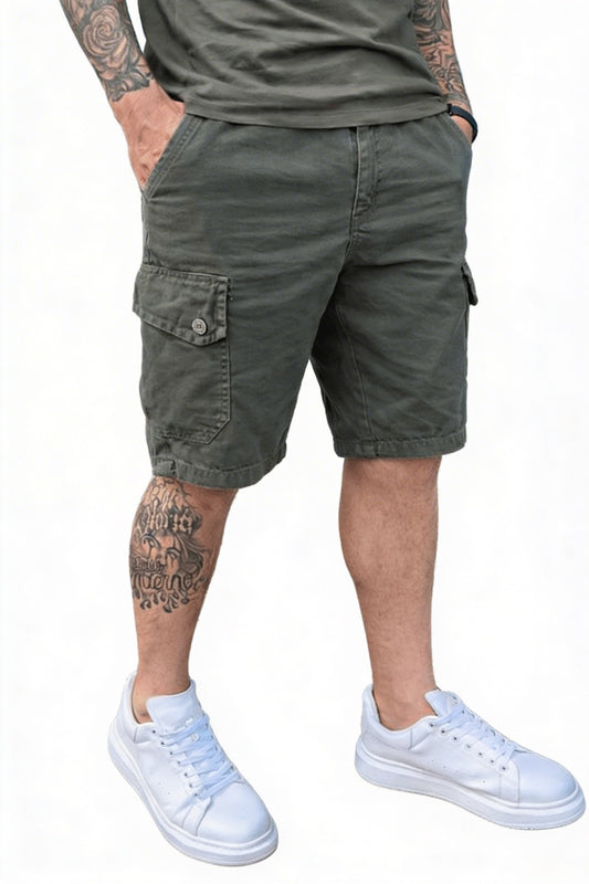 Men's Cargo Shorts with Side Pockets and Adjustable Hem