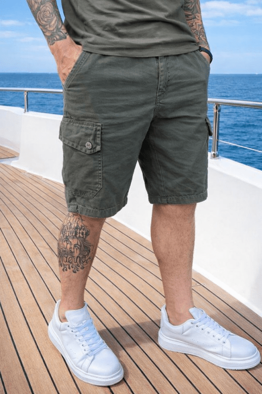 Men's Cargo Shorts with Side Pockets and Adjustable Hem
