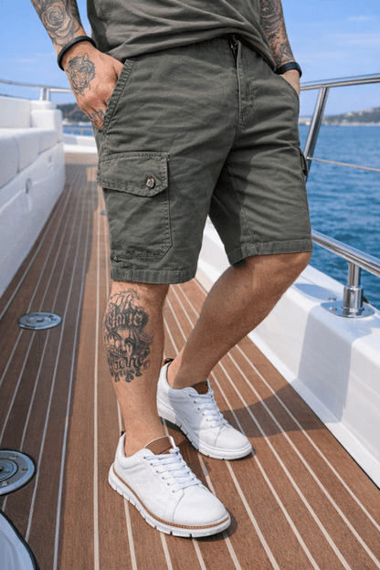Men's Cargo Shorts with Side Pockets and Adjustable Hem