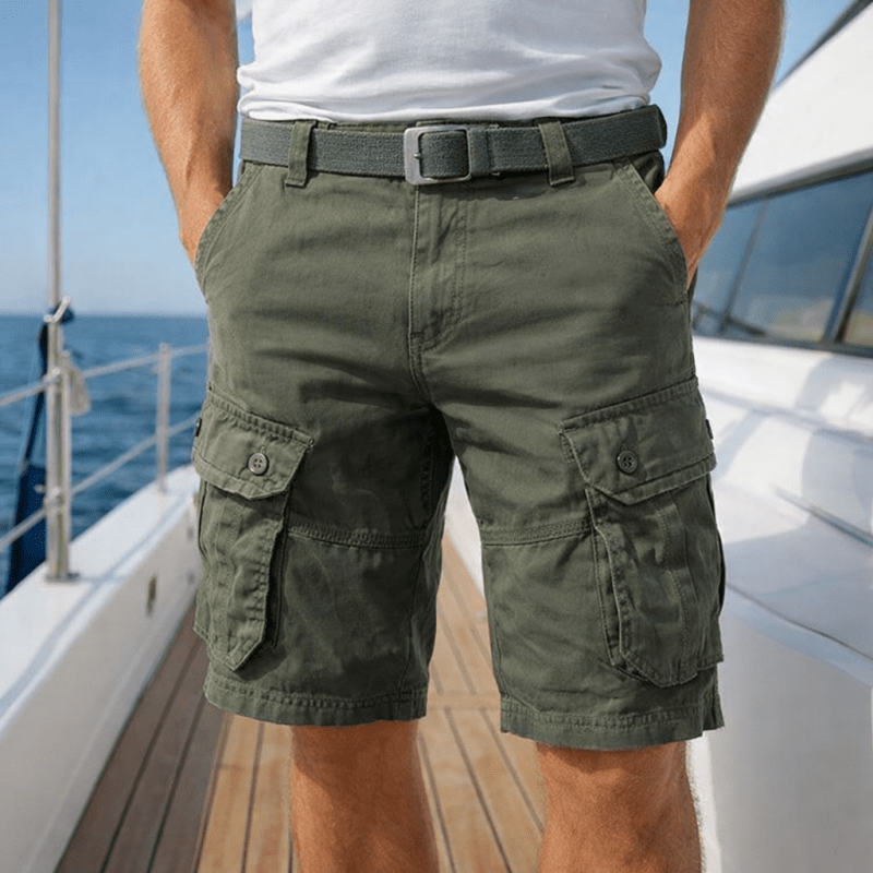 Men's Cargo Shorts with Side Pockets and Adjustable Hem