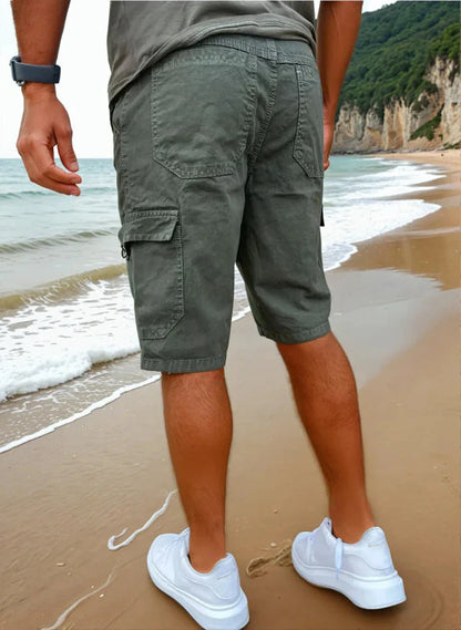 Men's Cargo Shorts with Side Pockets and Adjustable Hem
