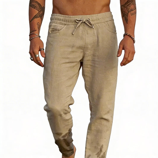 Men's Casual Trousers with Elastic Waist and Drawstring