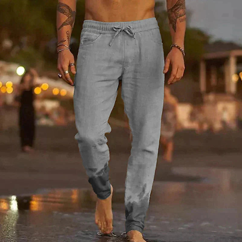 Men's Casual Trousers with Elastic Waist and Drawstring