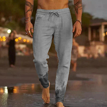 Men's Casual Trousers with Elastic Waist and Drawstring