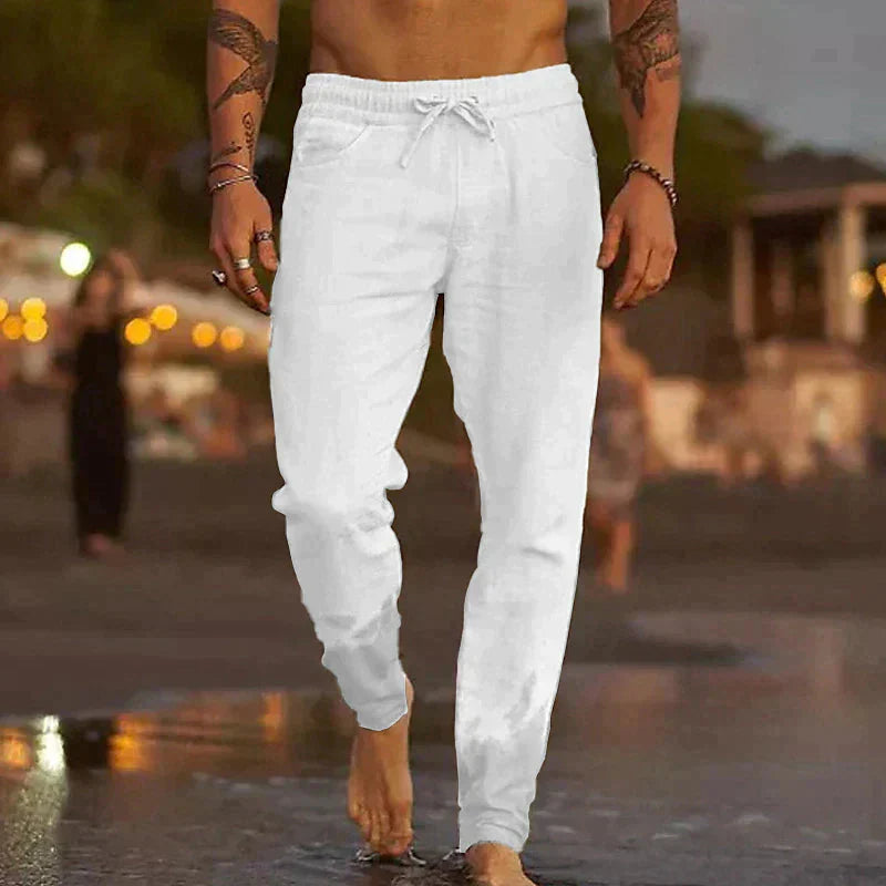 Men's Casual Trousers with Elastic Waist and Drawstring