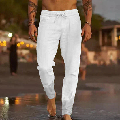 Men's Casual Trousers with Elastic Waist and Drawstring