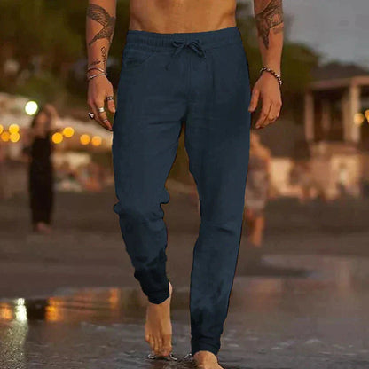 Men's Casual Trousers with Elastic Waist and Drawstring
