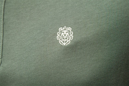 Men's Short Sleeve Polo with Contrast Collar and Emblem