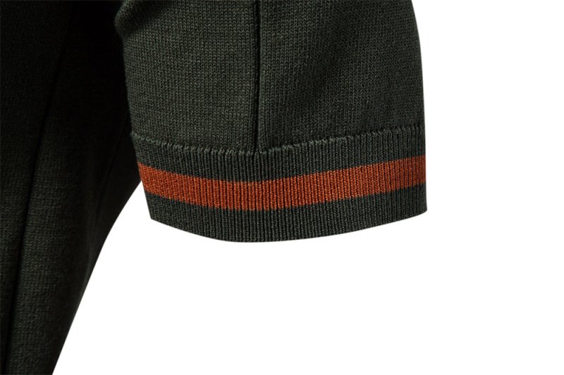 Men's Short Sleeve Polo with Zip Collar and Vertical Rib Pattern