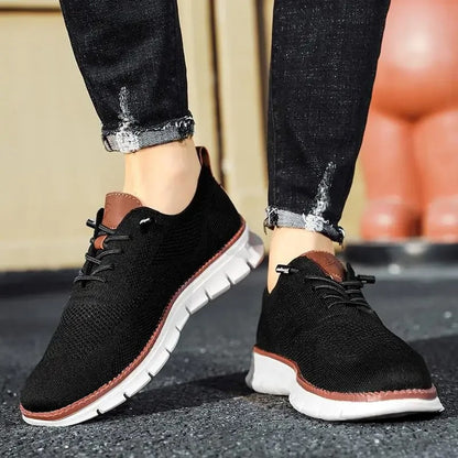 Men's Sneakers with Knitted Upper and Pull Tabs