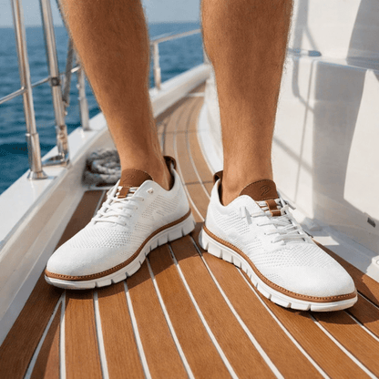 Men's Sneakers with Knitted Upper and Pull Tabs