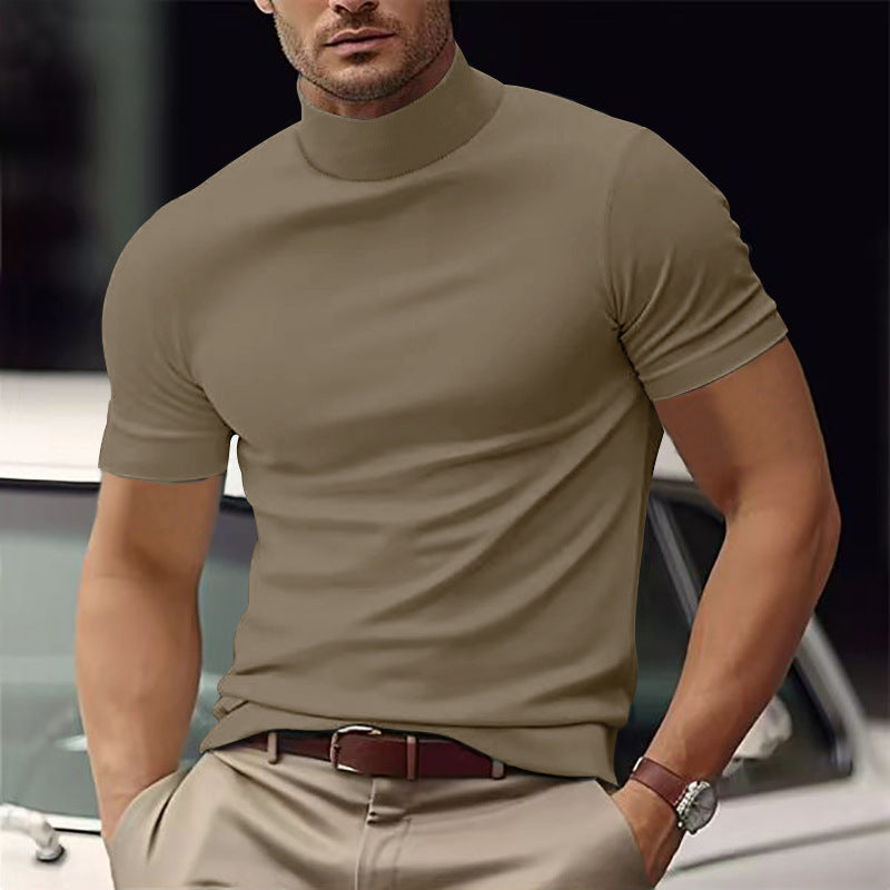 Men's T-shirt with Turtleneck Short Sleeve Slim Fit