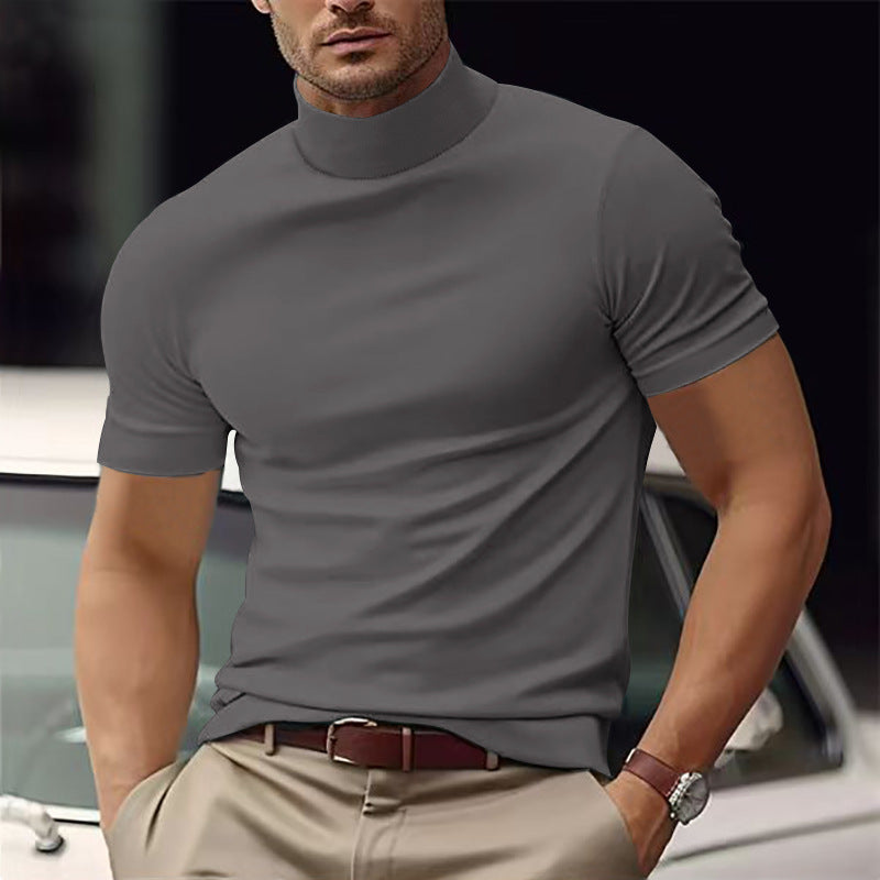 Men's T-shirt with Turtleneck Short Sleeve Slim Fit