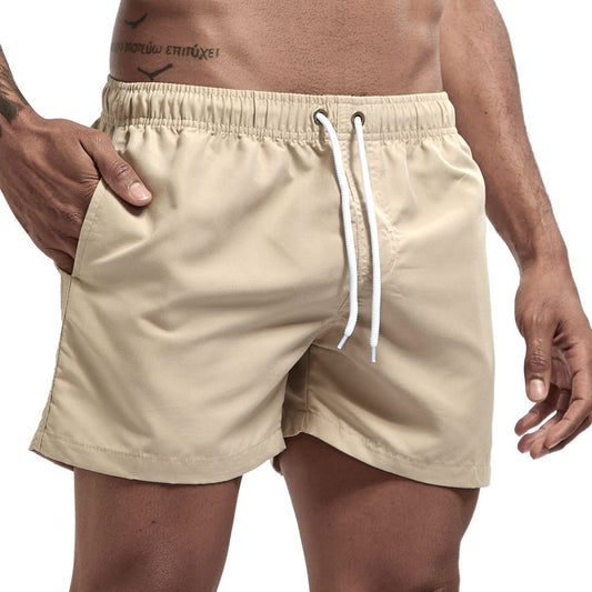 Men's Short Swim Shorts with Drawstring and Side Pockets