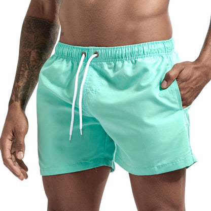 Men's Short Swim Shorts with Drawstring and Side Pockets