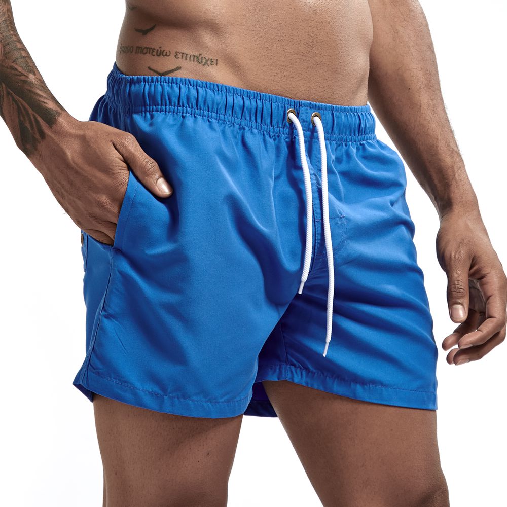 Men's Short Swim Shorts with Drawstring and Side Pockets