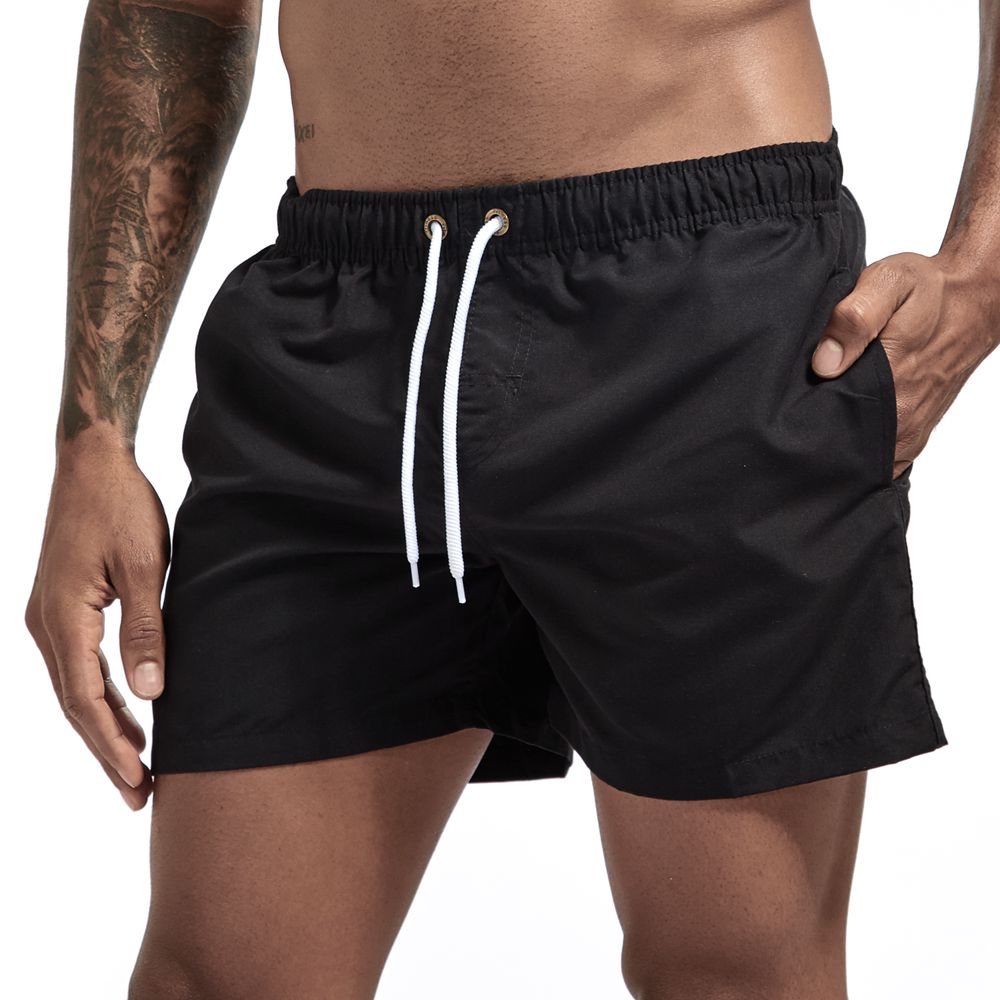 Men's Short Swim Shorts with Drawstring and Side Pockets
