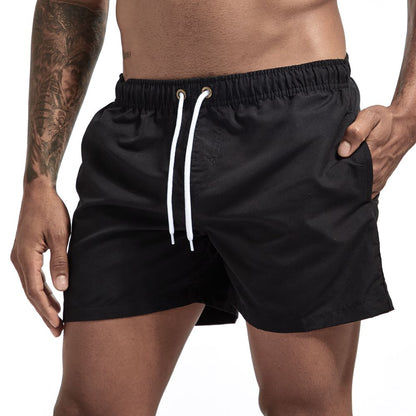 Men's Short Swim Shorts with Drawstring and Side Pockets
